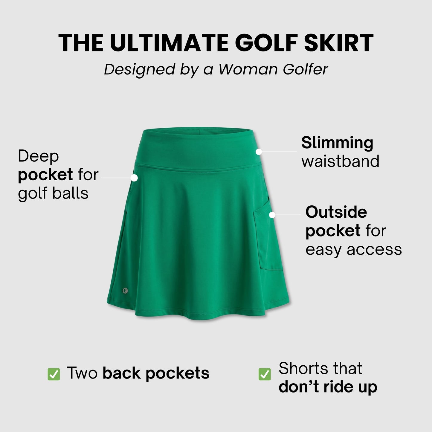 Kelly Green Golf Skirt