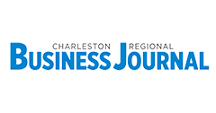 Logo of Charleston Regional Business Journal with blue and gray text.